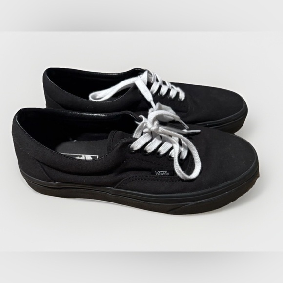 Vans Shoes - Vans triple black women’s 8.5 Men's 7 Canvas Sneakers off the wall low shoes